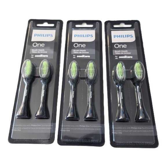 PHILIPS One Sonicare Replacement Brush Heads Navy Blue Pack of 3 (6 Total) NEW - Picture 3 of 6
